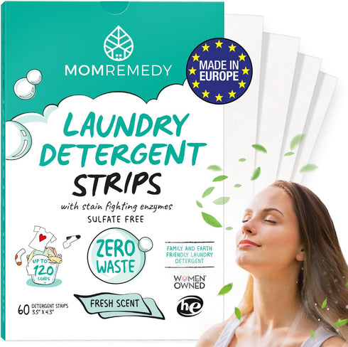 MomRemedy Laundry Detergent Sheets with Powerful Stain Fighting Enzymes - Made in