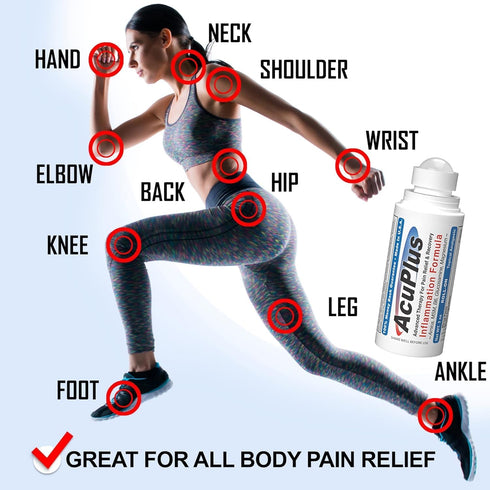 AcuPlus Pain Relief Roll On, Topical Anti-Inflammatory for Muscles & Joints, 3 fl. oz. (Pack of 1)