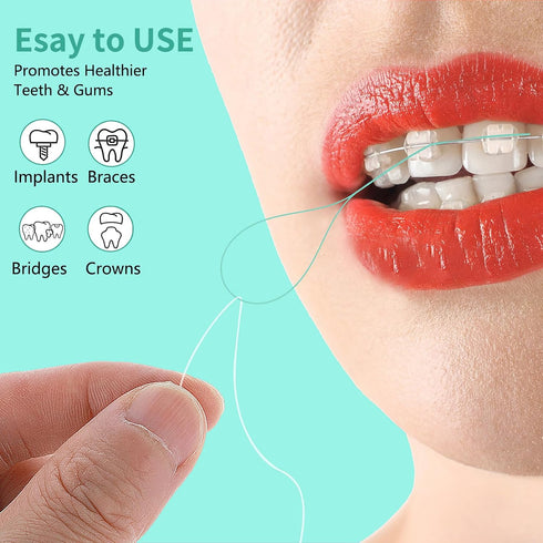 100 Pcs Multifunctional Floss Threaders (Green) for Deep Clean Flossing Braces, Bridges, and Implants