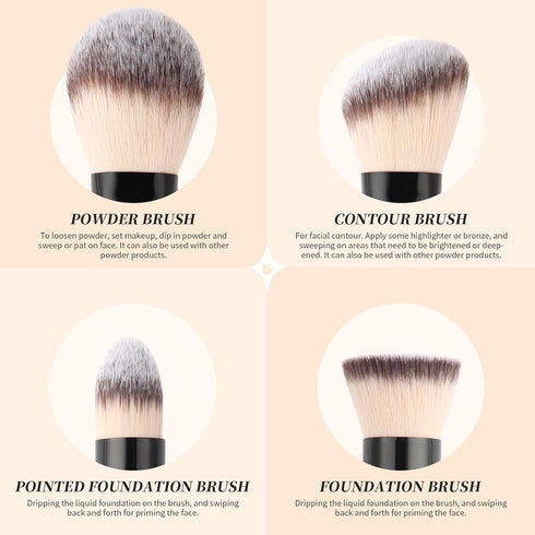 DUcare Makeup Brushes, Duo End Foundation Contour & Buffer Brush Set, 2Pcs, Black