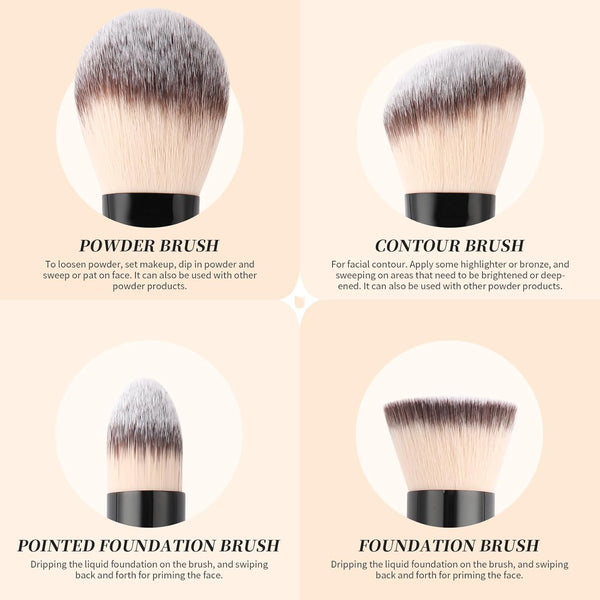DUcare Makeup Brushes, Duo End Foundation Contour & Buffer Brush Set, 2Pcs, Black