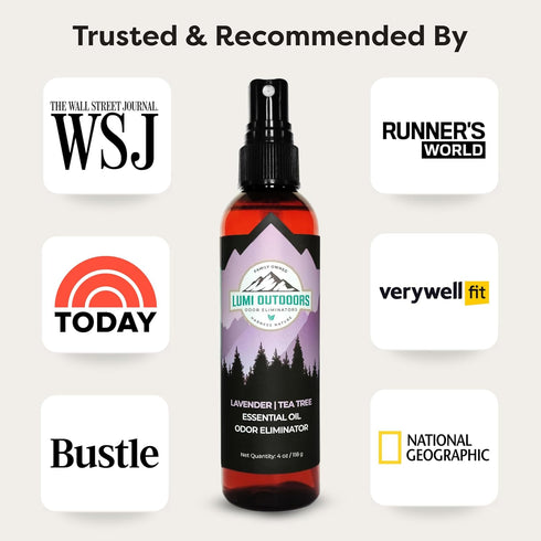 Lumi Outdoors Natural Shoe Deodorizer Spray & Odor Eliminator - Lavender Tea Tree Essential Oil