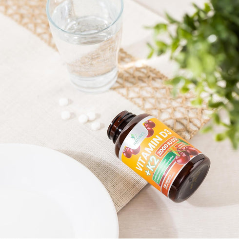 Vitamin D3 K2 as MK-7 - 2000iu of D3 & 75mcg K2, Bone Strength Supplements Support Calcium Absorption for Teeth & Bone