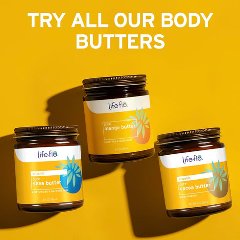 Life-flo Pure Mango Butter, Soothing Moisturizer for Dry Skin Care, 9 oz, Doubles as Lip Balm and Hand Lotion