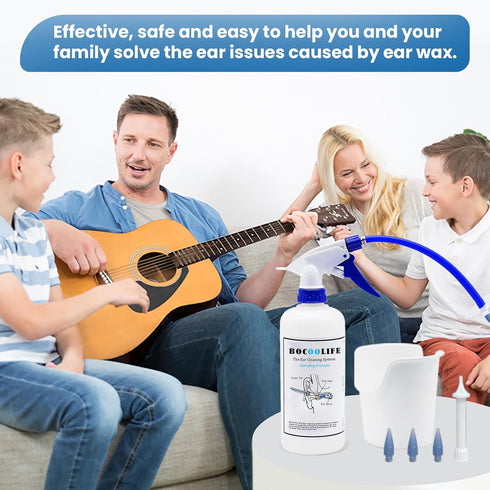 BOCOOLIFE Ear Wax Removal Kit - Safe Ear Cleaning System with 3 Replacement Tips and Wash Basin for Gentle Wax Removal