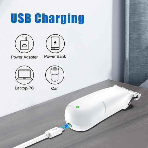 SweetLF Hair Clippers, Silent Cordless Trimmer, Mini Cutting Kit with 3 Guide Combs, USB Rechargeable, White
