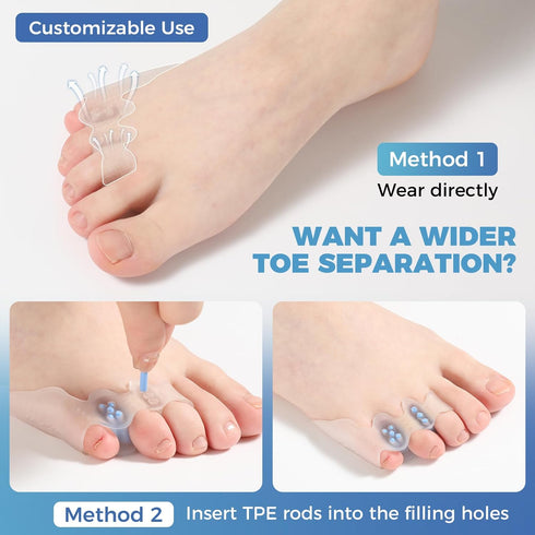 Tailor's Bunion Corrector Kit, Pinky Toe Spacers for Curled Toes and Pain Relief, 1 Pair of Toe Separators and