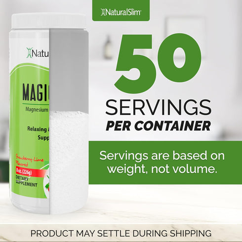 NaturalSlim Magicmag Pure Magnesium Citrate Powder, 8oz Drink Mix (2 Pack) for Stress, Constipation, Muscle Support