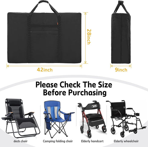 Heavy Duty Folding Chair Storage Bag - Zero Gravity Chair Cover, Extra Large Carrying Case for Beach Chair Camping