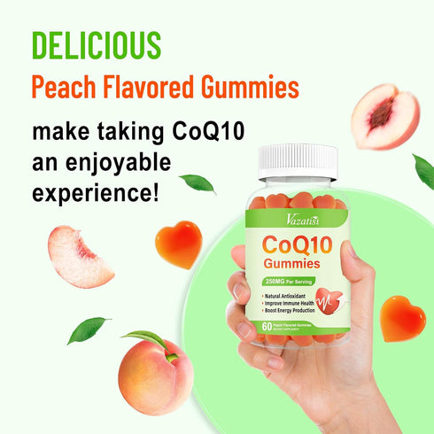 High Absorption CoQ10 Gummies 250mg, Plus Omega-3, Magnesium, Vitamin B12 for Cellular Energy, Vegan 60 Cts