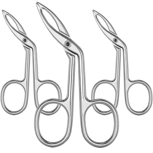 Hicarer 3 Pcs Eyebrow Tweezers Scissor Set for Women, Straight Tip Hair Plucker Remover, Silver Plated