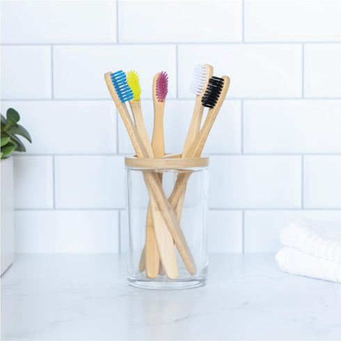 The Humble Co. Bamboo Toothbrushes (5pk) for Superior Oral Care, BPA Free, Soft Bristles