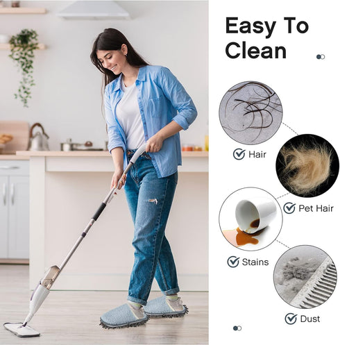Jecery 2 Pair Microfiber Slippers, Washable Cleaning Slippers for Floor Dust and Dirt Cleaning Tool Supplies