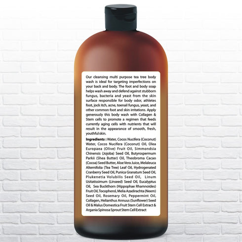 Tea Tree Body Wash with Stem Cell, Collagen & Tea Tree Oil, Fights Body Odor, Acne, Shower Gel for Women & Men
