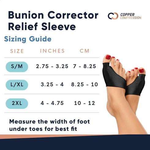 Copper Compression Bunion Corrector Relief Sleeve, Copper Infused Orthopedic Brace for Big Toe Alignment, 1 Pair