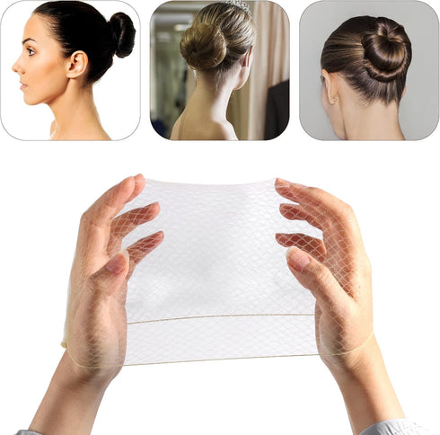 KKTech Pack of 15 Hair Nets, Invisible Elastic Edge Mesh, 50cm (Coffee)