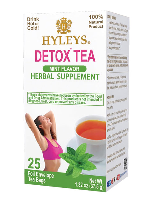 Hyleys Detox Tea, Green Tea with Mint, Ginger & Fennel, 25 Tea Bags for Cleanse