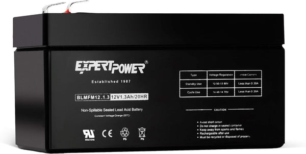 ExpertPower 12V 1.3Ah SLA Rechargeable Battery with F1 Terminals (EXP1213)