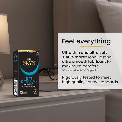SKYN (12 Count) Elite Large and Extra Lube Ultra-Thin Lubricated Latex-Free Condoms
