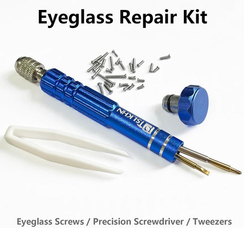 PTSLKHN Eye Glass Repairing Kit, Eyeglass Screwdriver with Screws, Small Precision Screwdriver, 15 Types Eyeglass Screws