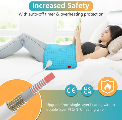 Comfytemp Wearable Heating Pad for Back Pain Relief - 12"×24" Electric Large Heat Pad with 2 Elastic Straps
