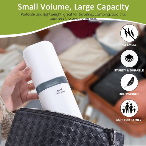 Toothbrush Travel Case, Holder and Rinse Cup with Handle, Multifunctional Toothbrush Cup, Large Capacity (Purple +