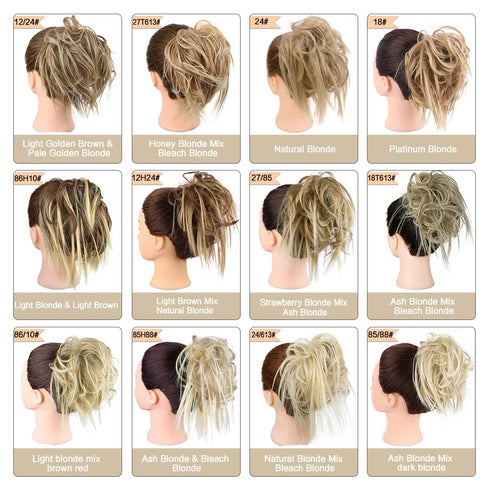 HMD Tousled Updo Messy Bun Hair Piece - Synthetic Hair Extensions with Elastic Rubber Band for Women (18t613#)