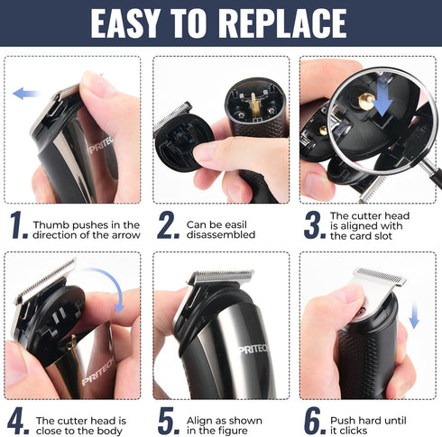 PRITECH Beard Trimmer for Men, 3 in 1 Hair Clippers Kit, Nose Hair Trimmer, Cordless Electric Hair Trimmer (Silver)