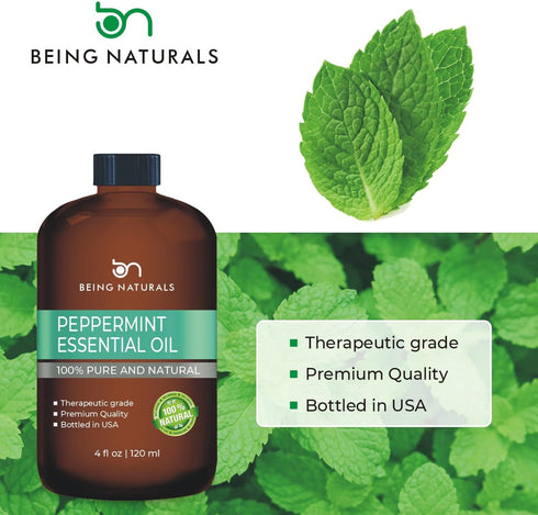 Peppermint Essential Oil - 4 FL OZ - 100% Pure & Natural with Glass Dropper (Premium Peppermint Oil)