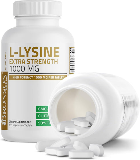 Bronson L-Lysine Extra Strength 1000 MG Tablets, Immune Support & Collagen Synthesis, Non-GMO