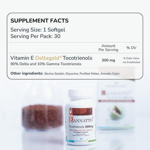 Eannatto Tocotrienols Vitamin E Supplements, 300MG 30 Softgels, Non-GMO, Gluten Free, Supports Immune Health