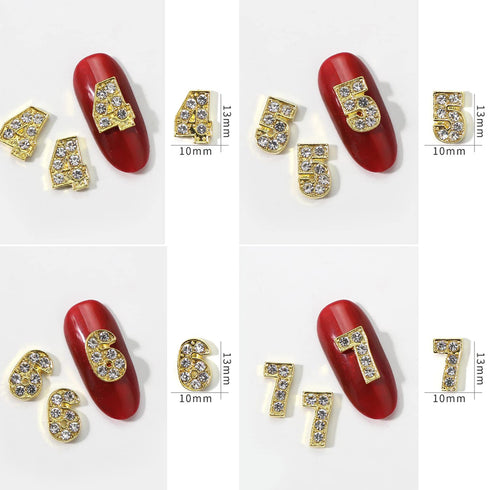 WOKOTO 30pcs Gold Number Nail Charms (0-9), 3D Nail Art Charms for Acrylic Nails, Alloy Nail Gems