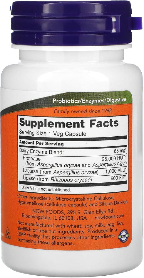 NOW Dairy Digest Complete,90 Veg Capsules