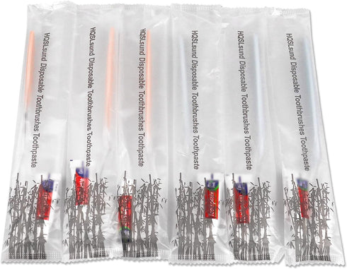 50 Pack Disposable Toothbrushes with Toothpaste - Individually Wrapped Soft Bristle Manual Travel Toothbrush Kit in Bulk