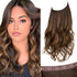 SARLA Invisible Wire Hair Extensions, 3 Clips Synthetic Wavy Curly Hairpiece, Adjustable Transparent Headband, 16 Inch