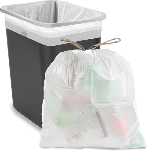 Commander 13 Gallon 0.9 MIL Tall Kitchen White Drawstring Trash Bags, Pack of 44, 24" x 27", for Home, Office
