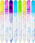 Mudder 8 Pack Glass Nail Files with Colorful Pattern Printed Cases, Crystal Fingernail Buffers for Professional