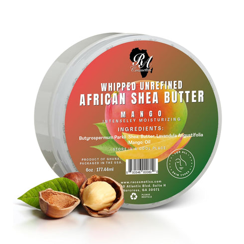 RA COSMETICS 100% African Shea Butter - Mango Scented Anti-Aging Moisturizer, 6 Ounce