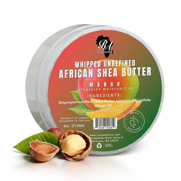 RA COSMETICS 100% African Shea Butter - Mango Scented Anti-Aging Moisturizer, 6 Ounce