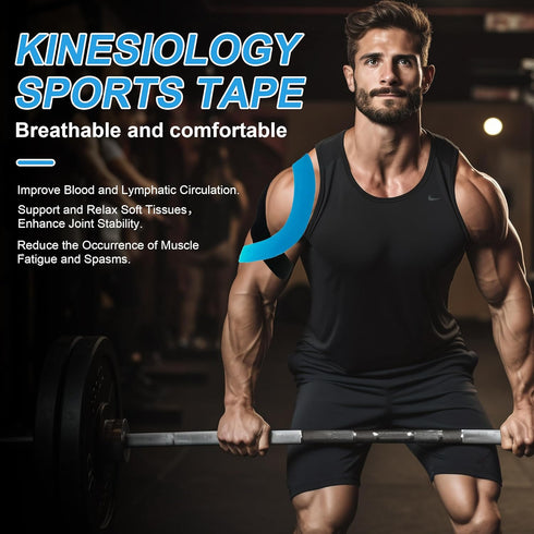 Precut Kinesiology Tape, 3 Rolls Pack, Elastic Sports Tape for Pain Relief, Muscle Support, Waterproof