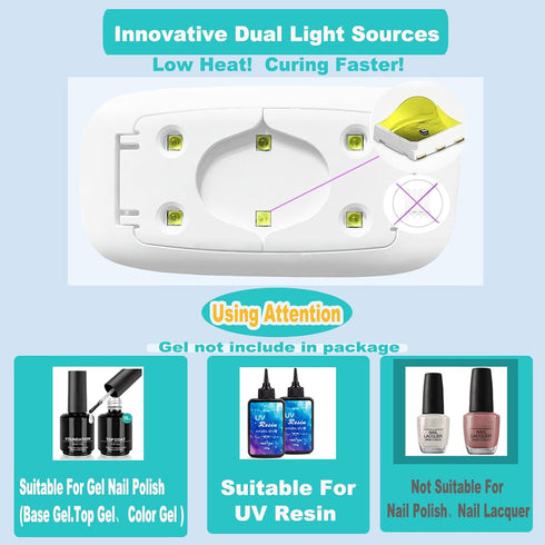 Kepma UV LED Nail Dryer Mini Lamp, Portable Curing Light for Gel Nail Polish, 6w (White)