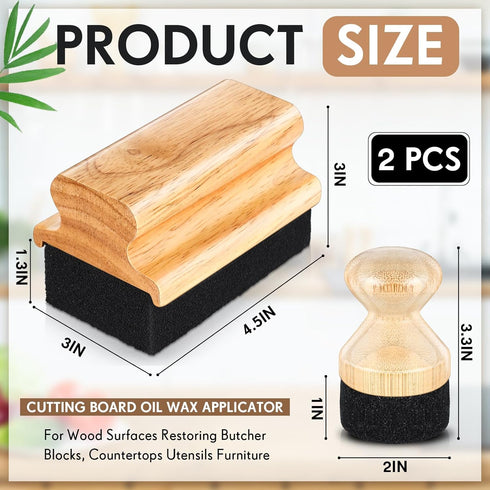 2 Pcs Cutting Board Oil Wax Applicator Butcher Block Oil Rectangular Circular Wooden Cutting Board Mineral Oil with Handle for Wood Surfaces Restoring Butcher Blocks, Countertops Utensils by Qinyoung