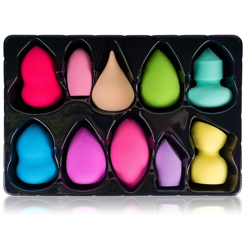 SHANY Blender Makeup Sponge Blending Puff Set, 10 Pcs, Latex-free, Vegan, Assorted Colors