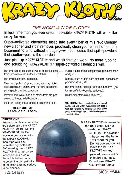 Krazy Kloth As Seen on TV - Small Size Cleaning Cloth for Home, Cleans, Polishes, Protects Stains