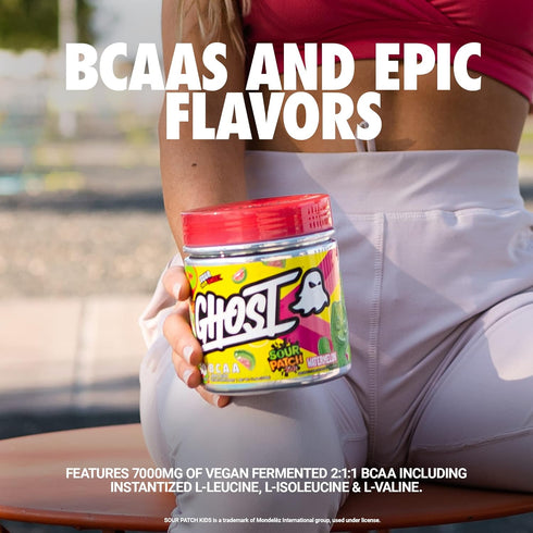 GHOST BCAA Powder Amino Acids Supplement, Lemon Crush - 30 Servings - Sugar-Free Intra, Post & Pre Workout Amino Powder & Recovery Drink, 7G BCAA
