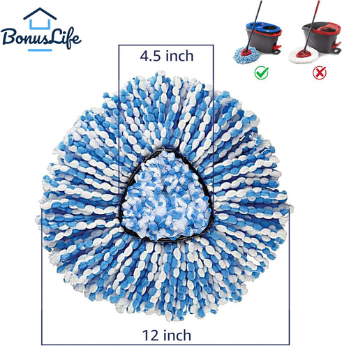 BonusLife 4-Pack Mop Head for O-Ceda RinseClea Spin Mop Refill - Easy Cleaning Microfiber Replacement