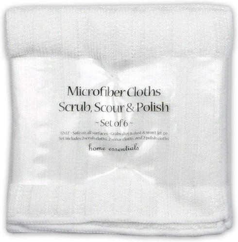 Set 6 DII Kitchen Millennium Microfiber Scrub, Scour and Polish Cloths, Machine Washable, Perfect Hostess Gift