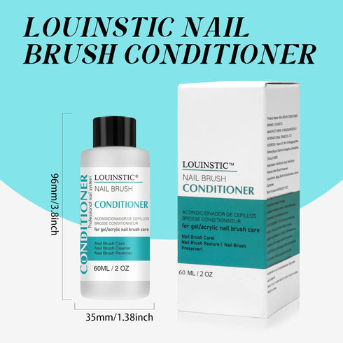 LOUINSTIC Nail Art Brush Cleaner 2 oz - Conditioner for Solid Gel Polish, Acrylic Nail Brushes, Quickly Restorer