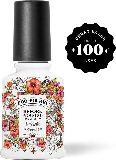 Poo-Pourri Before-You-Go Toilet Spray, Tropical Hibiscus - 2 Fl Oz with Hibiscus, Apricot and Citrus