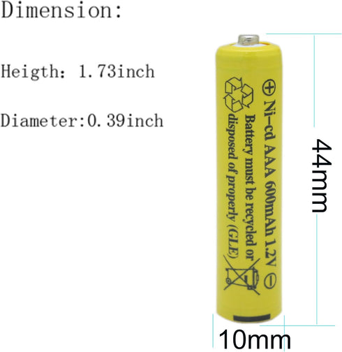 GEILIENERGY NiCd AAA 1.2V 600mAh Triple A Rechargeable Batteries for Solar Light Solar Lamp Garden Light(12 PCS)